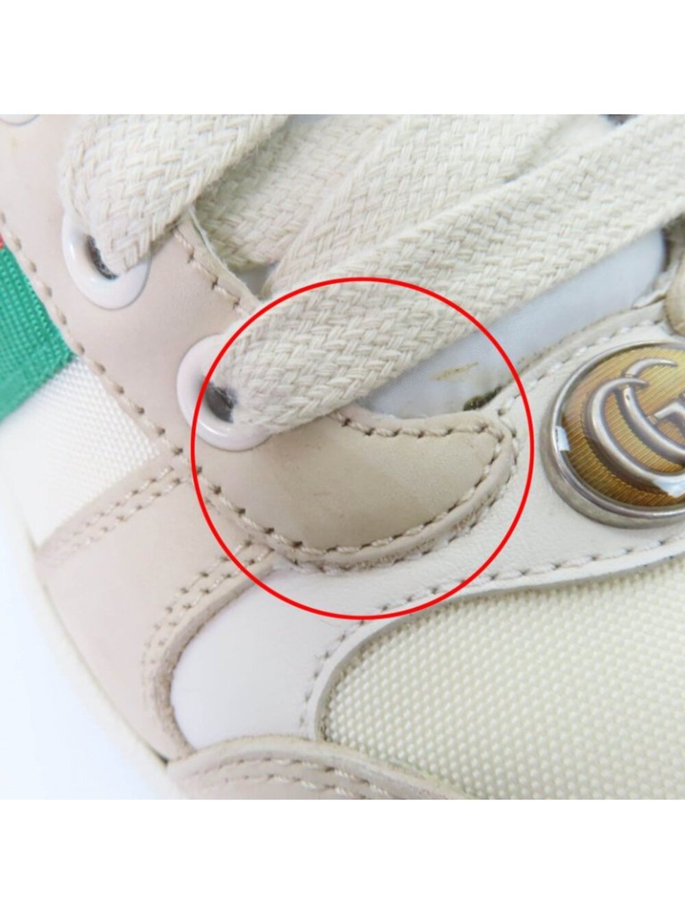 Gucci Leather Web Stripe GG Marmont Vintage Logo Low Cut Sneakers Beige - Picture 13 of 13